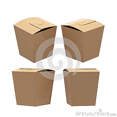 Brown paper taper square butterfly buckle biscuit box with clipping path Stock Photo