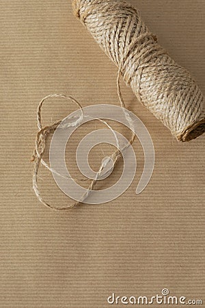 Brown parcel packaging paper, with string. Eco friendly recycling packaging Stock Photo