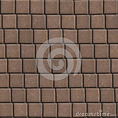 Brown Paving Slabs Laid out in Small Squares Stock Photo