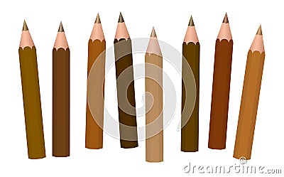 Shades Of Brown Pencil Set Brown Hues Vector Illustration