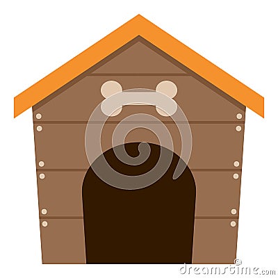 Pet Dog House Flat Icon Isolated on White Vector Illustration