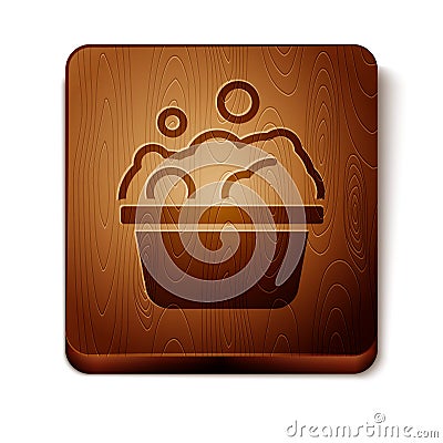 Brown Pets bath icon isolated on white background. Wooden square button. Vector Vector Illustration