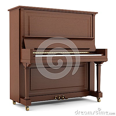 Brown piano isolated on white Stock Photo
