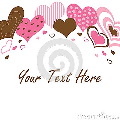 Brown and Pink Hearts Border Vector Illustration