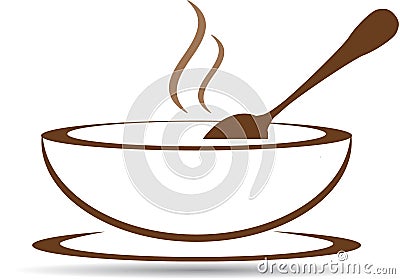 Plate with hot soup in vector Vector Illustration