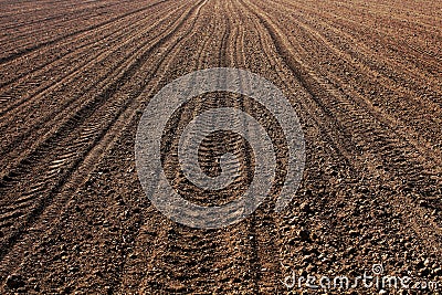 Brown ploughed field Stock Photo