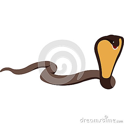 Brown poisonous cobra with a long tail. Vector Illustration