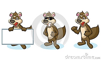 Brown Polecat Mascot happy Vector Illustration