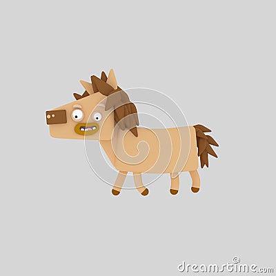 Brown Pony Cartoon Illustration