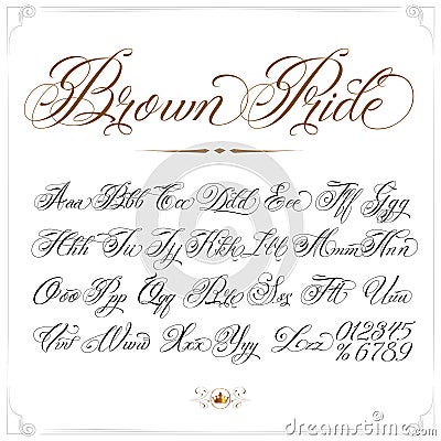 Brown Pride Tattoo Font Vector Illustration