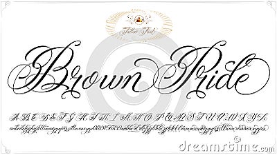 Brown Pride tattoo lettering Vector Illustration