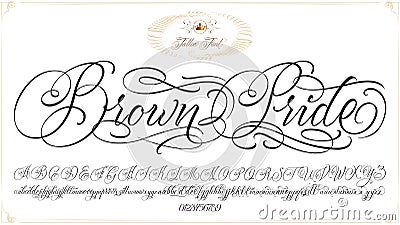 Brown Pride Tattoo Lettering Vector Illustration