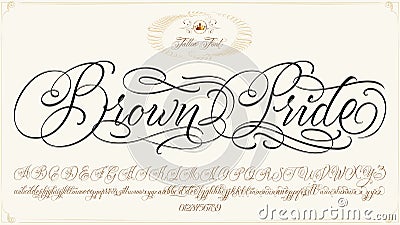 Brown Pride Tattoo Script Vector Illustration