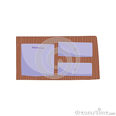 Brown and purple table drawers furniture icon Vector Illustration