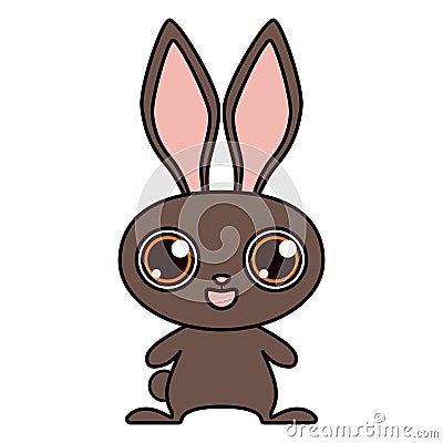 Brown rabbit isolated on white background. Print for T-shirt. Vector illustration Vector Illustration