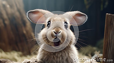 Dynamic And Exaggerated Rabbit Expressions In The Style Of Joel Robison Stock Photo