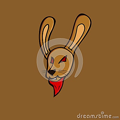 Brown rabbit mascot logo Stock Photo