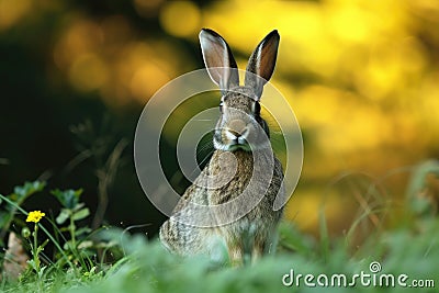 Brown rabbit standing in a field Stock Photo