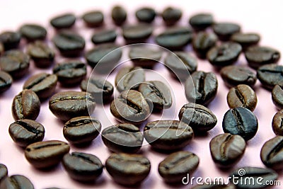 Brown roasted coffee beans folded in a spiral Stock Photo