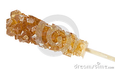 Brown Rock Sugar Candy isolated on white Stock Photo