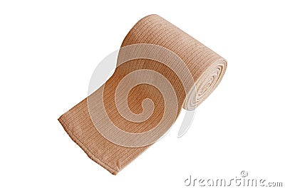 Brown roll elastic bandage isolated on white background. clipping path Stock Photo