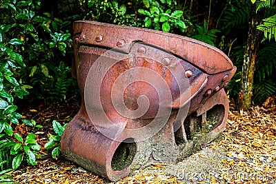 A Brown Rusty Old Digger Bucket Stock Photo
