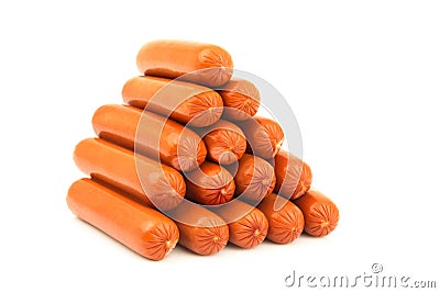 Heap of tasty sausages, bangers, frankfurters, wieners Stock Photo