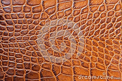 Brown scales macro exotic background, embossed under the skin of a reptile, crocodile. Texture genuine leather close-up Stock Photo