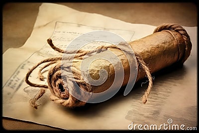 Brown Scroll In The Style Of Classical Academic. Generative AI Stock Photo