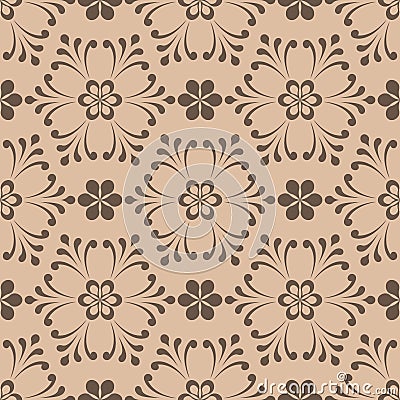 Brown seamless pattern. Floral abstract background Vector Illustration