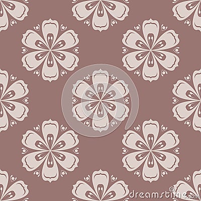 Brown seamless pattern. Floral abstract background Vector Illustration