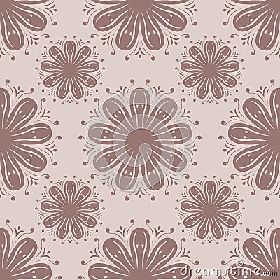 Brown seamless pattern. Floral abstract background Vector Illustration