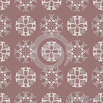 Brown seamless pattern. Floral abstract background Vector Illustration