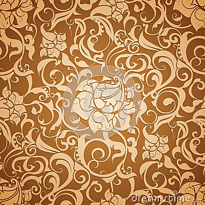 Brown Seamless wallpaper pattern Vector Illustration