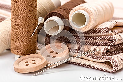 Brown sewing kit Stock Photo