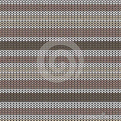 Brown shade and white striped knitting pattern background Vector Illustration