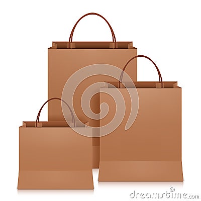 Brown Shopping Bags Vector Illustration
