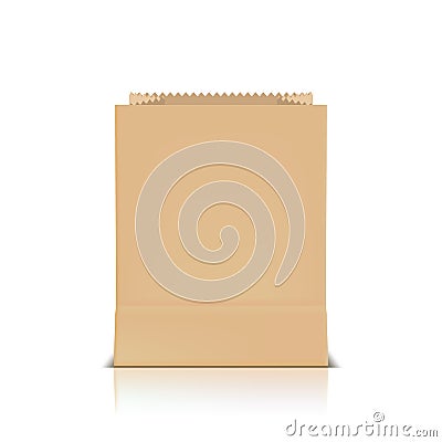 Brown Shopping Paper Bag With Shadow On White Vector Illustration