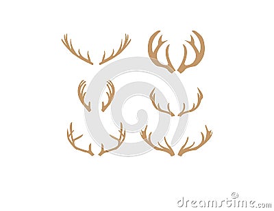 Brown silhouettes of deer antlers vector Vector Illustration