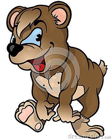 Brown Smiling Teddy Bear with Blue Eyes Vector Illustration