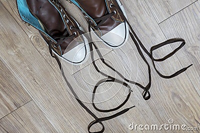 Brown sneakers with LOVE word Stock Photo