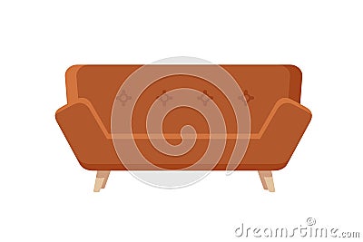 Brown sofa furniture. Long sofa. Stock Photo