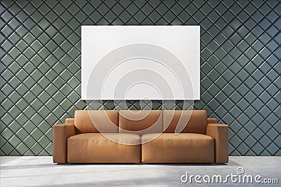 Brown sofa in a gray living room Stock Photo