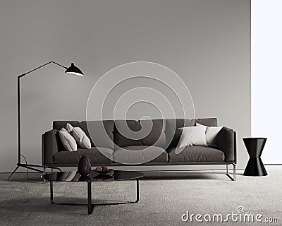 Brown sofa in a modern contemporary living room Stock Photo