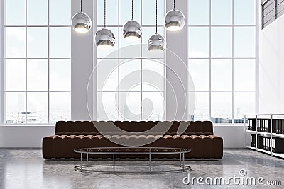 Brown sofa and window Stock Photo