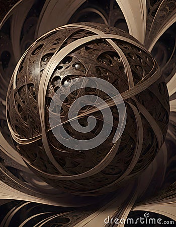 Brown Spheres Interwoven, Displaying A Complex Structure Of Artistic Design, Generative AI Stock Photo