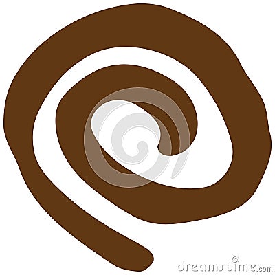 Brown spiral line or curl. Rough vector childlike clipart isolated Vector Illustration