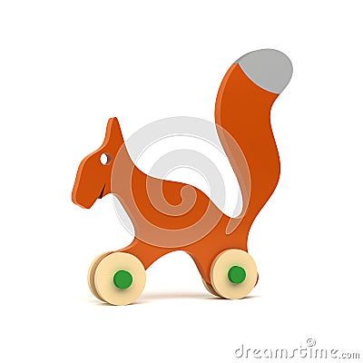 Brown squirrel - wooden toy - isolated on white background - 3d rendering Stock Photo