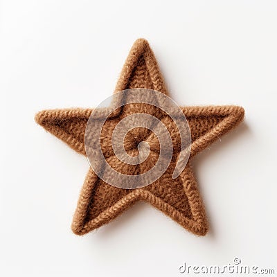 Little Star: Brown Wool Cookie On White Background Stock Photo