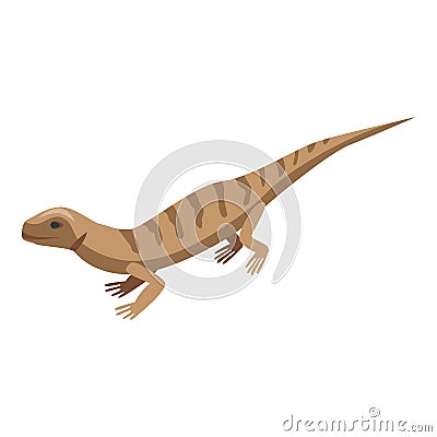 Brown striped lizard icon, isometric style Vector Illustration